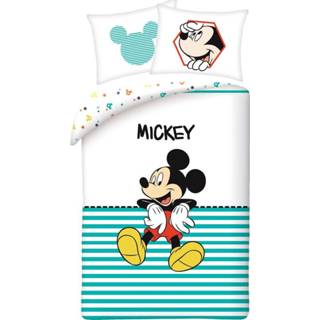👉 Dekbedovertrek katoen antraciet Disney Mickey Mouse Stripe - Eenpersoons 140 x 200 cm 5904209601158