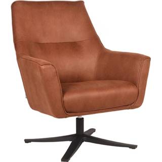 👉 Fauteuil microfiber antraciet LABEL51 Tod - Cognac 8720195421191