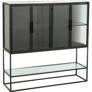 👉 Vitrinekast zwart glas dustrieel J-Line Celine 5400924250539