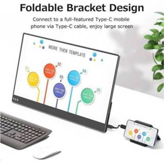 👉 Monitor zilver 13.3 inch Portable IPS Screen 3840*2160 Resolution with Integrated Foldable Bracket Wide Compatibility Silver UK Plug