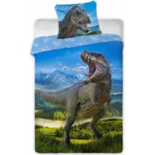 👉 Dekbedovertrek katoen antraciet Animal Pictures T Rex - Eenpersoons 140 x 200 cm 5907750598076 8592753027332