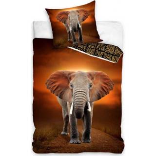 👉 Dreamee Dekbedovertrek Elephant 140 x 200 cm Katoen Bruin (60 x 70 cm)