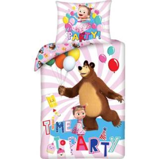 Dekbedovertrek katoen antraciet Masha en de Beer Party 140 x 200 cm 5902729046114