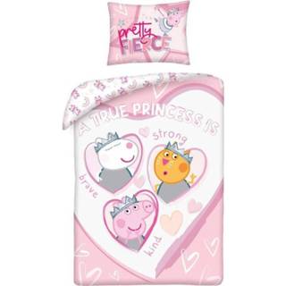 Peuterdekbedovertrek katoen antraciet peuters Peppa Pig Pretty Princess 100 x 135 cm - 5902729049696