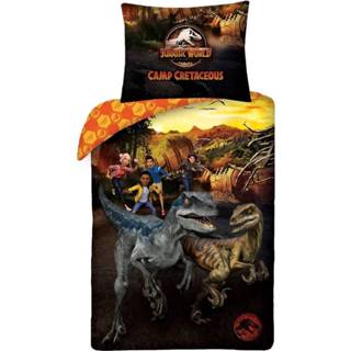 👉 Dekbedovertrek katoen antraciet Jurassic World Velociraptor 140 x 200 cm - 70 90 5904209600380