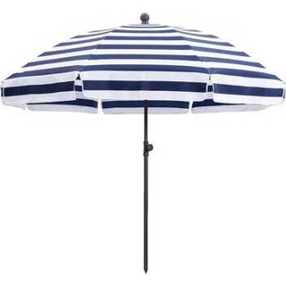 Strandparasol Deauville - blauw/wit - Ø200 cm - Leen Bakker