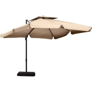 👉 Parasol kaki aluminium active Sunny met parasolvoet en 4 gewichten, aluminium, kaki, 2,7 x 2,6 m 6095809226250