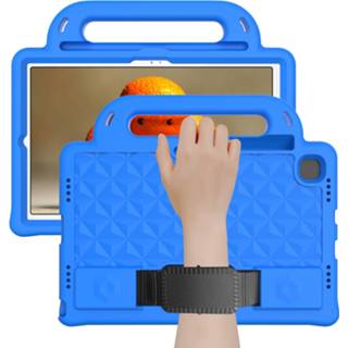 👉 Tablethoes blauw active kinderen Tablet hoes geschikt voor Samsung Galaxy Tab A8 (2022/2021) - Schokbestendige case met handvaten Diamond Kids Cover schouderriem 8719793184522