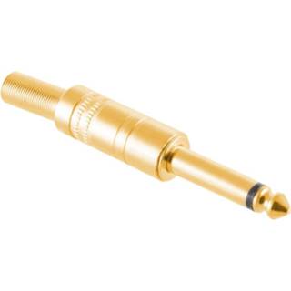 👉 Jack connector metaal goud active Soldeerbare 6,35mm Mono (m) - Met Grommet Verguld 4017538003461