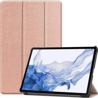 👉 Tablethoes goud active Case2go - Tablet Hoes geschikt voor Samsung Galaxy Tab S8 (2022) Tri-Fold Book Case Rosé 8719793167938