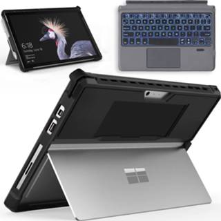 👉 Toetsenbord zwart active & Tablet Hoes met schouderband geschikt voor Microsoft Surface Go / 2 3 - Bluetooth Verlichting en Touchpad 8719793186397