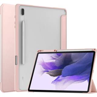 👉 Pencil transparante roze active Case2go - Hoes geschikt voor Samsung Galaxy Tab S7 Plus (2020) Tri-Fold Cover Met Houder