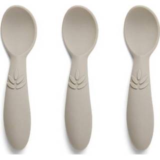 👉 Silicoon meisjes beige kinderen Nuuroo Kinderlepel Ella 3 stuks, Cobble stone 5715235001931