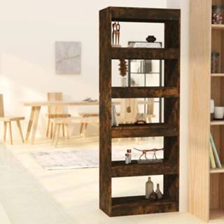 👉 Boekenkast eiken active Boekenkast/kamerscherm 60x30x166 cm spaanplaat gerookt 8720286844397