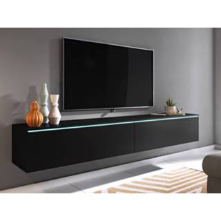 👉 Klapdeur zwart TV-meubel DUBAI 2 klapdeuren 180 cm met verlichting 5400943249521