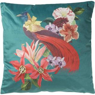 👉 Sierkussen groen polyester wonderlijke vogel - 45x45 cm 8716963166265