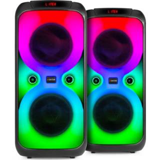 👉 Luidspreker blauw Fenton BoomBox540 accu party speaker (2 stuks) met microfoon - 480W 8720105710520