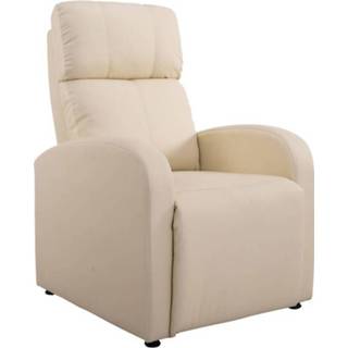 👉 Relaxfauteuil wit active HOMdotCOM met ligfunctie Eco-leer crème 69,5 x 89,5 104,5cm 4250871236527