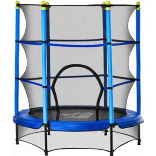 👉 Trampoline blauw staal active kinderen HOMdotCOM voor kinderenØ140 cm met Veiligheidsnet en Randafdekking tot 45 kg 6095805092064