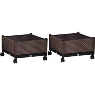 👉 Active Sunny Verhoogd Bloembed 2-Delig met wieltjes 50 cm x 33 6095802248259