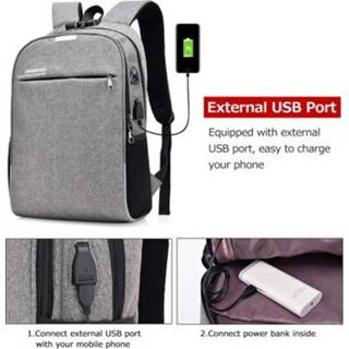 👉 Laptop Backpack grijs large 15.6 inch Capacity Anti Theft Business Bag with Password Lock External USB&Headphone Interface Dark Grey