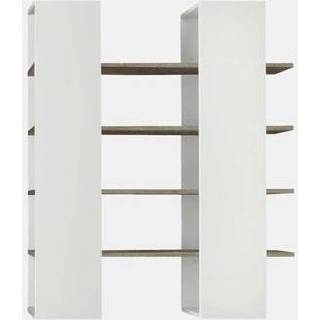 👉 Boekenkast wit grijs MDF#Spaanplaat groot Mestre - hoogglans wit/grijs 161x132x36 cm Leen Bakker 8024963175492