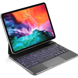 👉 Bluetooth toetsenbord active grijs hoes geschikt voor Apple iPad Pro 12.9 (2018/2020/2021) - Magnetic Keyboard Case met RGB Verlichting en Keypad 8719793181651