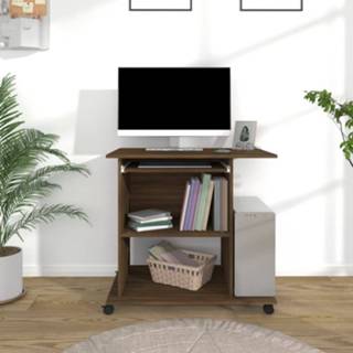 👉 Computerbureau hout active 80x50x75 cm bewerkt gerookt eikenkleurig 8720286954577