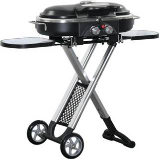 👉 Grill zwart aluminium zilver active Sunny BBQ met 2 branders - Zwart/Zilver 100 x 41,6 82,5 cm 6095805172162