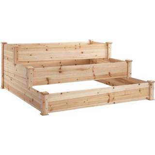 👉 Active Sunny Verhoogd bed 3-laags tuinbed plantenbed kruidenbed bloemenladder voor balkontuin natuurlijk dennenhout 124 x 56 cm 6095804175119