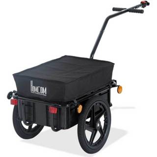 👉 Bagagekar zwart staal stof active HOMdotCOM voor fietstransportkar fietskar handkar oxford 144 x 59 80 cm 6095841397390