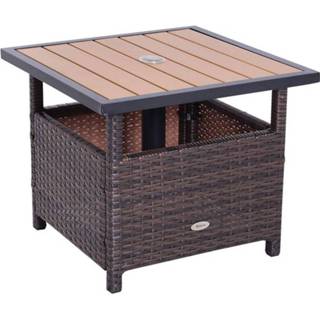 👉 Bijzettafel bruin active Sunny tuintafel voor parasol polyrattan 55,5 x 46cm 4250871249367