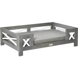 👉 Hondenbed grijs active Paws met Kussen voor Kleine Hond Zachte Gevoerde Wasbare Hoes Dennenhout 80 x 55 23 cm 6095825473492