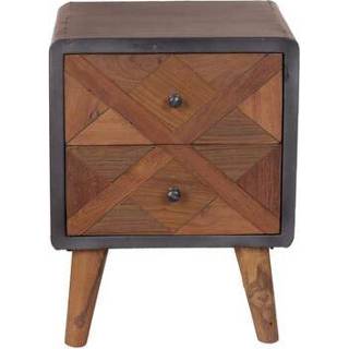 👉 Nachtkastje bruin teakhout Ruben - 2 lades Leen Bakker 4055195111549