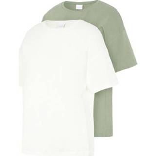 👉 Vrouwen groen positiekleding donkergroen wit Mamalicious Zwangerschapsshirt MLMARY 2-Pack Hedge Green /Snow White 5715222070575