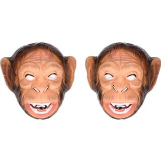 👉 Plastic volwassenen Set van 4x stuks apen dieren verkleed masker voor