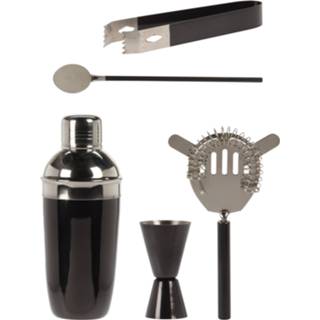 👉 Barset RVS active zwart / cocktailset giftset met cocktailshaker 5-delig