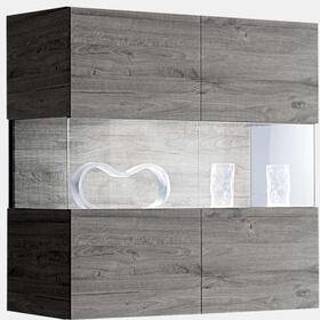 👉 Grijs Spaanplaat#MDF Hangvitrine Mestre - 97x94x36 cm Leen Bakker 8024963175034
