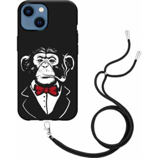👉 Smoking zwart multi-color hoesje met koord Chimp Apple iPhone 13 Mini 8720684841615