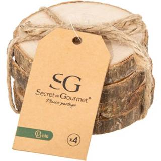 👉 Onder zetter hout active Set van 4x ronde onderzetters voor glazen D10 cm