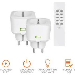 👉 Stopcontact wit KlikAanKlikUit inbouwschakelaar ACC2-3500R + afstandsbediening 8713439702101