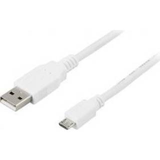 👉 Deltaco USB-301W USB-kabel 1 m 2.0 USB A Micro-USB B Wit