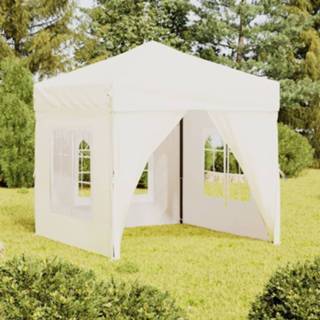 👉 Partytent active inklapbaar met zijwanden 2x2 m crèmekleurig 8720286974353