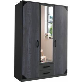 Kleding kast spaanplaat draaideuren grafiet folie zwart Kledingkast Gameren 8717297216978