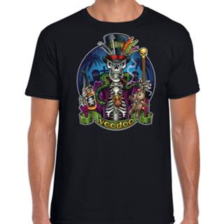 👉 Shirt active mannen zwart Halloween - voodoo skelet verkleed t-shirt voor heren