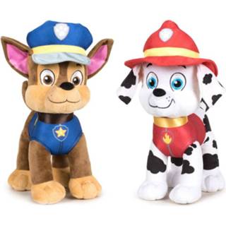 👉 Knuffel active CA Paw Patrol knuffels set van 2x karakters Chase en Marshall 27 cm