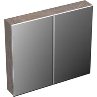 👉 Spiegelkast grijs eiken zilver bruin Forzalaqua Uni 80x12.5x68.8 Cm 2 Deuren Tweezijdig Spiegel Silver Grey 7445930622602