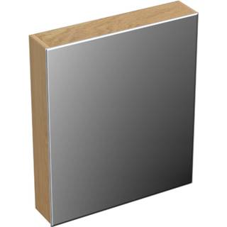 👉 Spiegelkast Forzalaqua Uni 59.5x68.5x12.5 Cm 1 Deur Rechts Tweezijdig Spiegel Eiken Havanna
