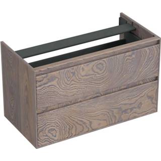 👉 Onderkastje grijs eiken zilver bruin Onderkast Forzalaqua Reno 100x51x60 Cm 2 Lades Softclose Silver Grey 7445930619657