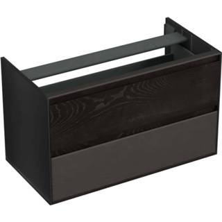 👉 Onderkastje zwart eiken Onderkast Forzalaqua Reno 100x51x60 Cm 2 Lades Softclose Black Oiled 7445930580537